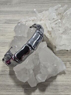 Chunky Silver Terahertz Bamboo-Style Bracelet
